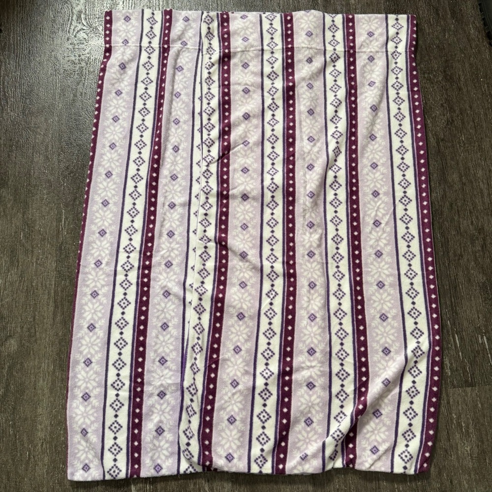 Polar Fleece Genuine Original King Pillowcase Set Purple White Fair Isle Snow
